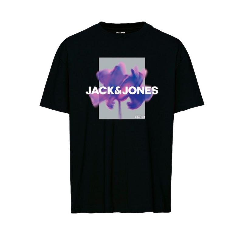 Jack&Jones Jcoflorals Tee Ss Crew Erkek T-shirt (12256159) Siyah