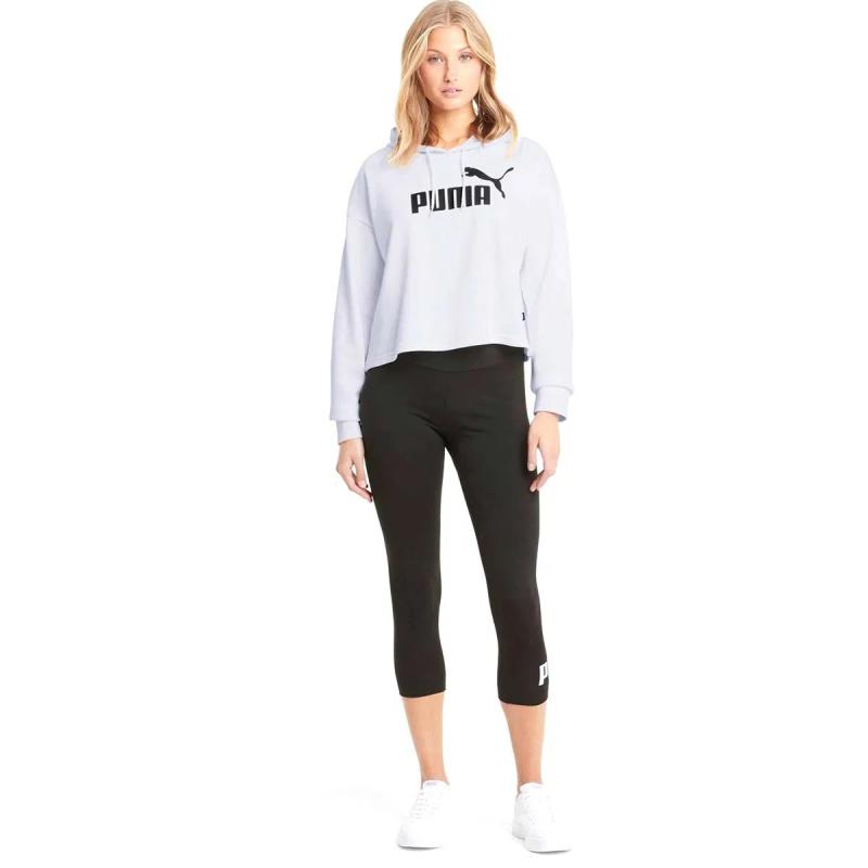 Puma Ess Cropped Logo Hoodie Kadın Sweatshirt (58687002) Beyaz