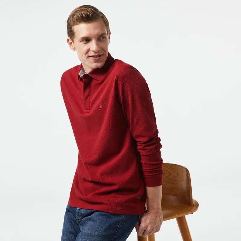 Nautica Erkek Polo Yaka Sweatshirt (K37015T) Bordo