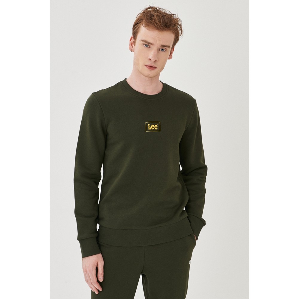 Lee Bisiklet Yaka Erkek Sweatshirt (L212299801) Haki