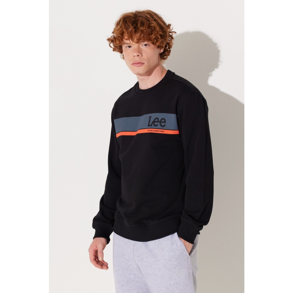 Lee Erkek Bisiklet Yaka Sweatshirt (L232501001) Siyah