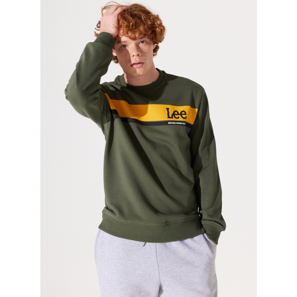 Lee Erkek Bisiklet Yaka Sweatshirt (L232501801) Haki