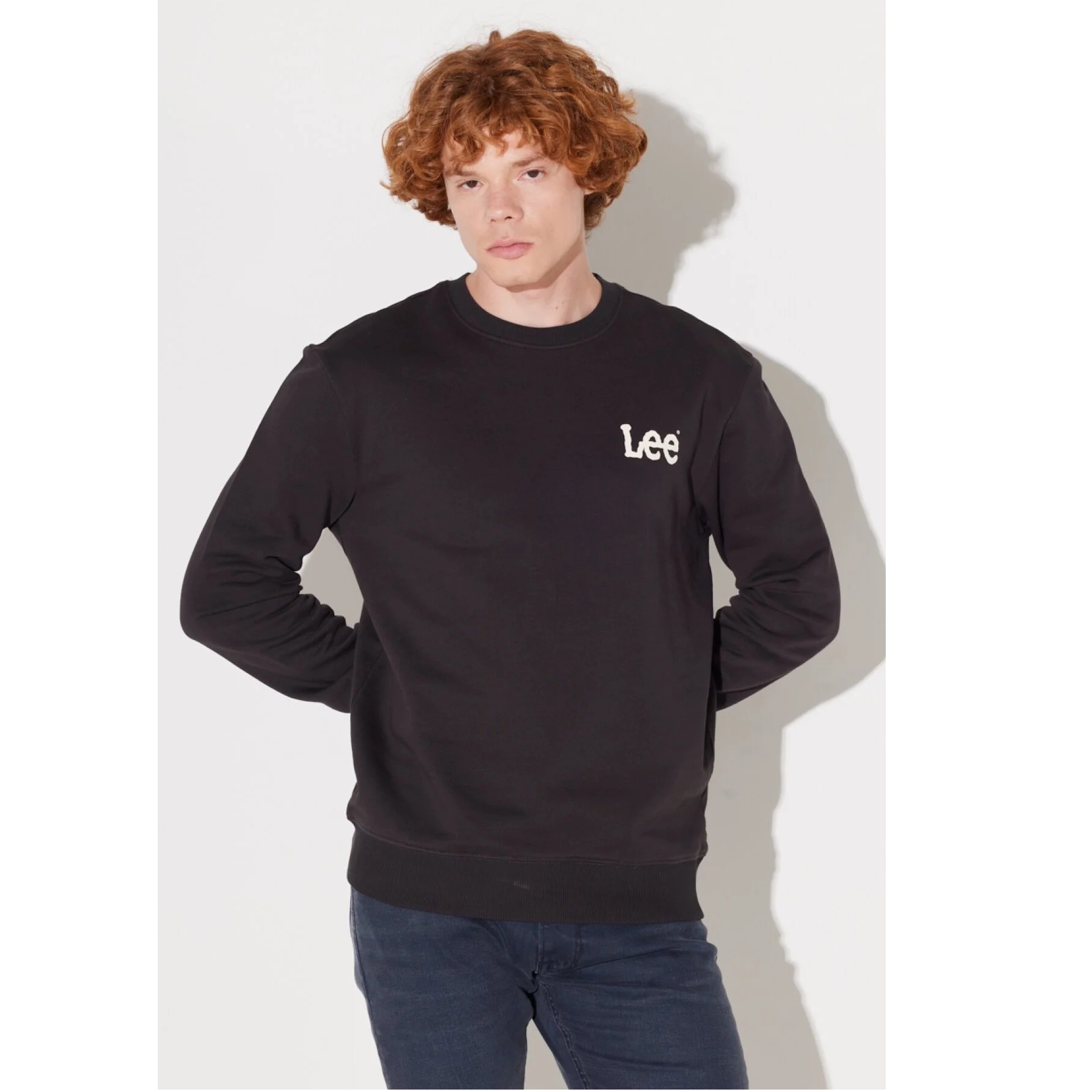 Lee Erkek Bisiklet Yaka Sweatshirt (L81MRFON) Siyah