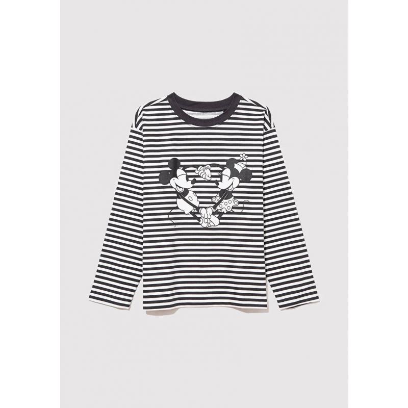 Mavi Mickey Minnie Baskılı Kız Çocuk T-shirt (M7610252-85308) Siyah