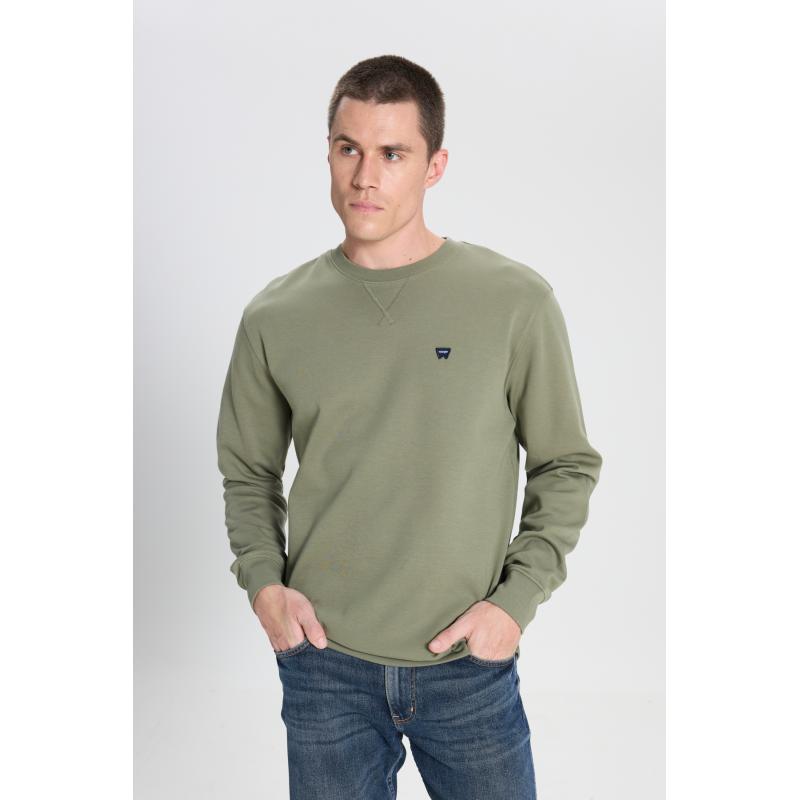 Wrangler Erkek Regular Fit Small Logo Sweatshirt (W242726X1X) Yeşil